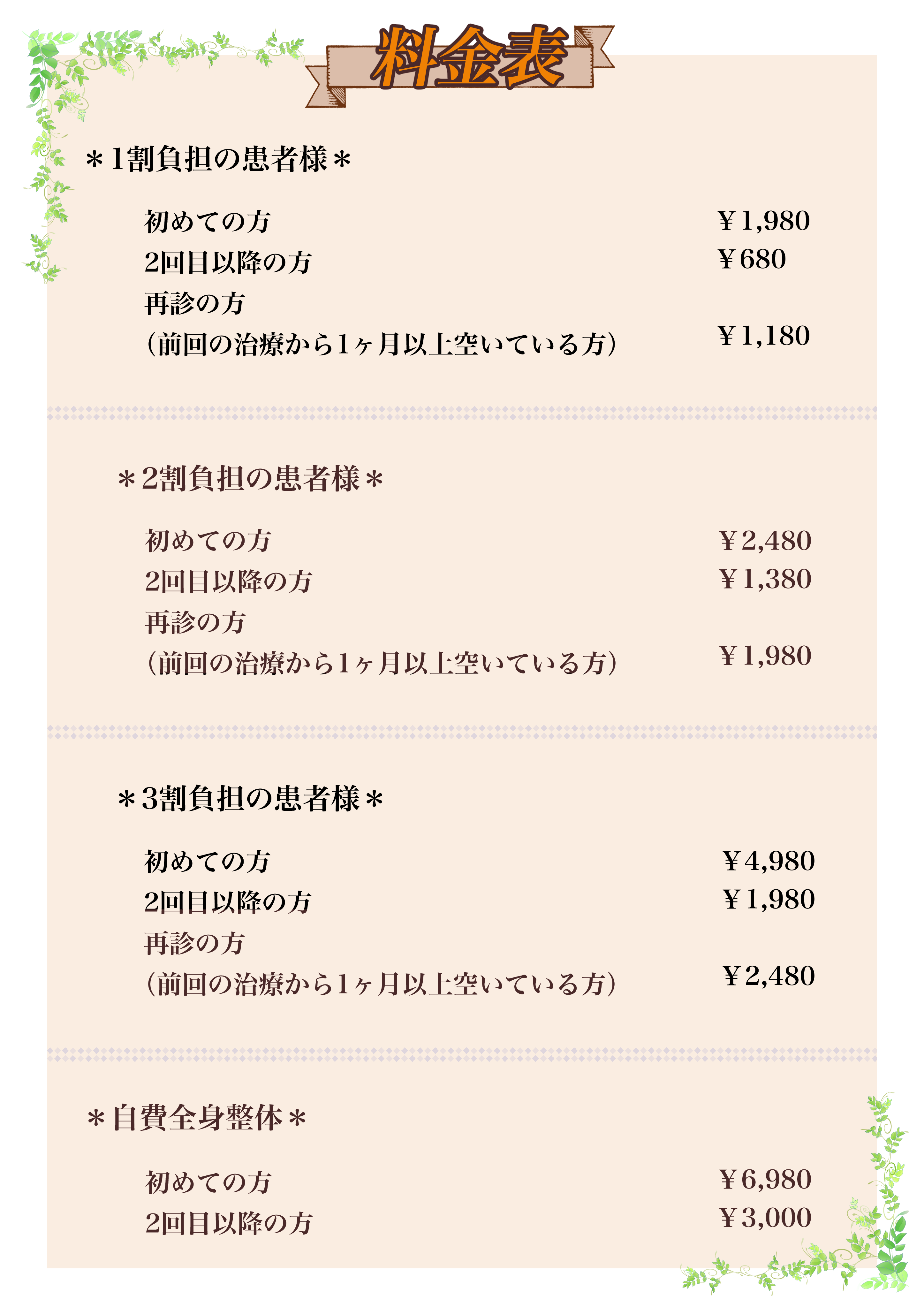 料金表